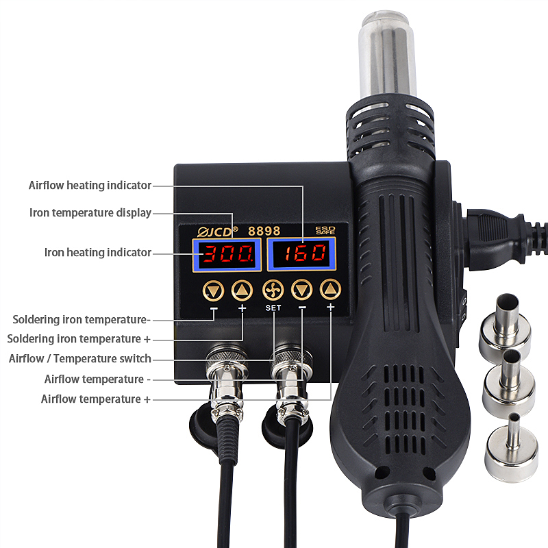 JCD 2 in 1 750W Soldering Stat - огляд і ціна 2 In 1 Soldering Rework Station 750W