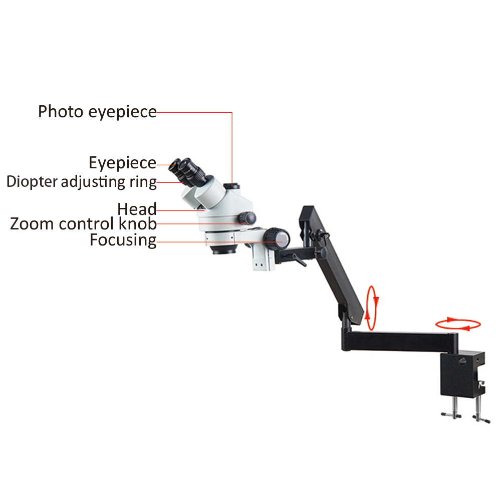 Adjustable Articulated Arm Fol - огляд і ціна Trinocular Stereo Microscope 7X-45X