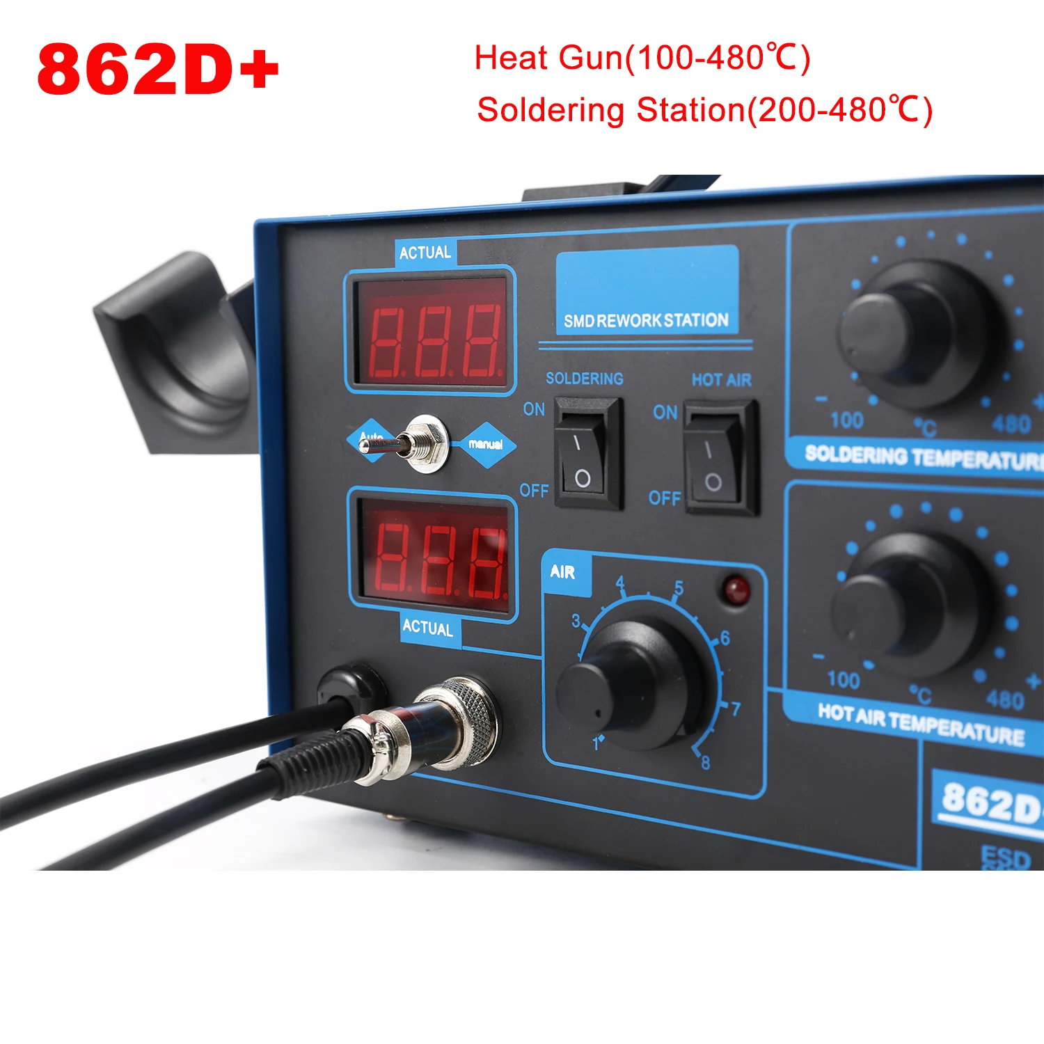 862D+ Soldering Station 2 In 1 - огляд і ціна 2 In 1 Soldering Rework Station 750W