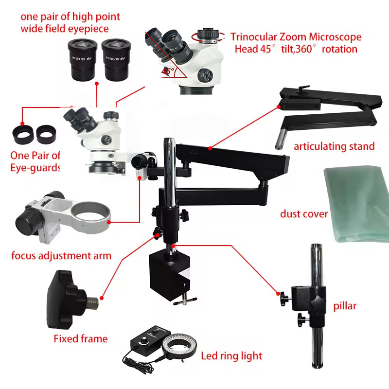 Flexible Articulated Arm Large - огляд і ціна Articulating Arm Boom Stand Microscope